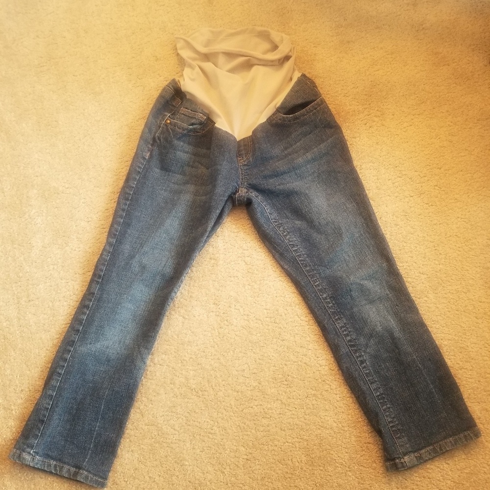 Indigo Blue Maternity Capri Crop Jeans
